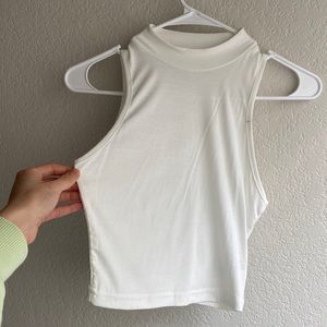 White mock neck crop top